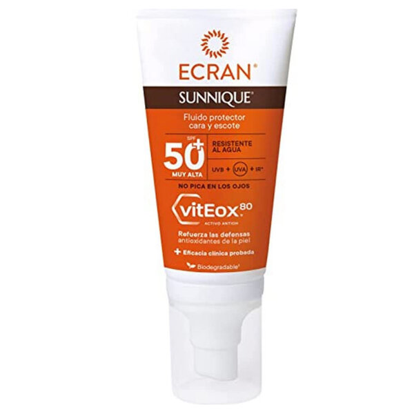 ECRAN SUNNIQUE - Sun Cream fürs GESICHT - Fluido Solar Cara y Escote vitEox80 , FPS 50plus