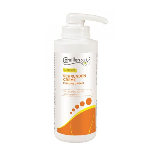 Schrundencreme Camillen 60, Fußcreme mit Kamille, Vitamin A für rissige Füsse, 500ml mit Spender
