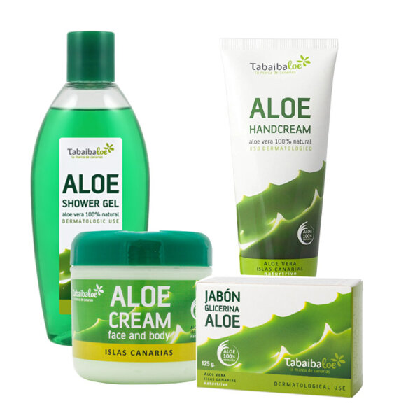 Tabaibaloe Aloe Vera Geschenkset 4-Teilig( Duschgel, Seife, Handcreme, Bodycream)