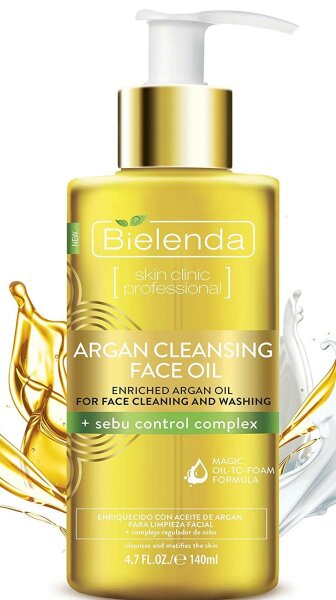 Bielenda Argan Cleansing Face Oil - mit Arganöl zum Reinigen bei Mischhaut und unreiner, fettiger Haut - 140 ml