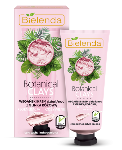 Bielenda Botanical Clays - Vegane Creme mit rosa Ton Tag/ Nacht - 50ml