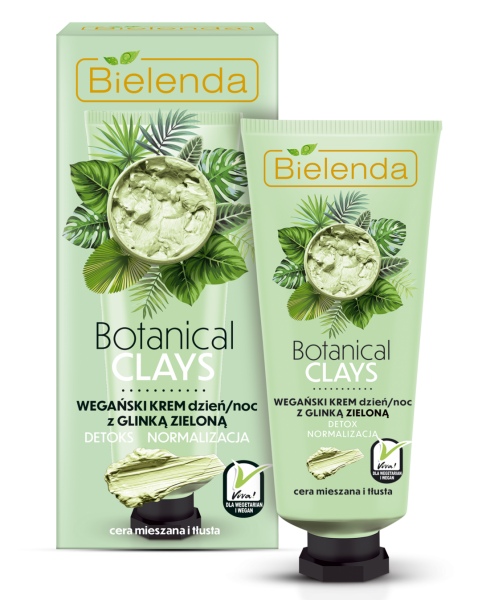 Bielenda Botanical Clays - Vegane Creme bei unreiner/fettiger Haut mit grüneTon Tag/ Nacht - 50ml