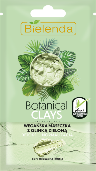 Bielenda Botanical Clays - Veganer Maske bei unreiner/fettiger Haut mit grünem Ton - 8g