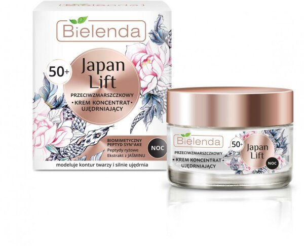 Bielenda Japan Lift - Straffende Nachtpflege mit Anti-Falten-Konzentrat 50+ für Nacht - 50ml