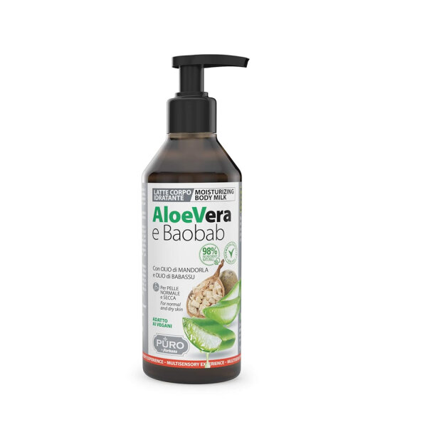 PURO BIO Bodymilch Aloe Vera und Baobab (Affenbrotbaum) 250 ml