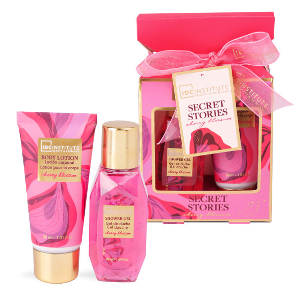 IDC Secret Duo Set 2 teilig  - Duschgel 50ml + Bodylotion 30ml Duftnote Cherry Blossom